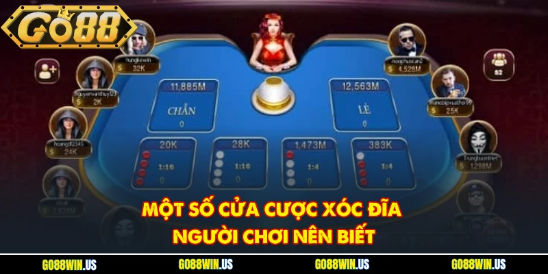 Một số cửa cược xóc đĩa người chơi nên biết